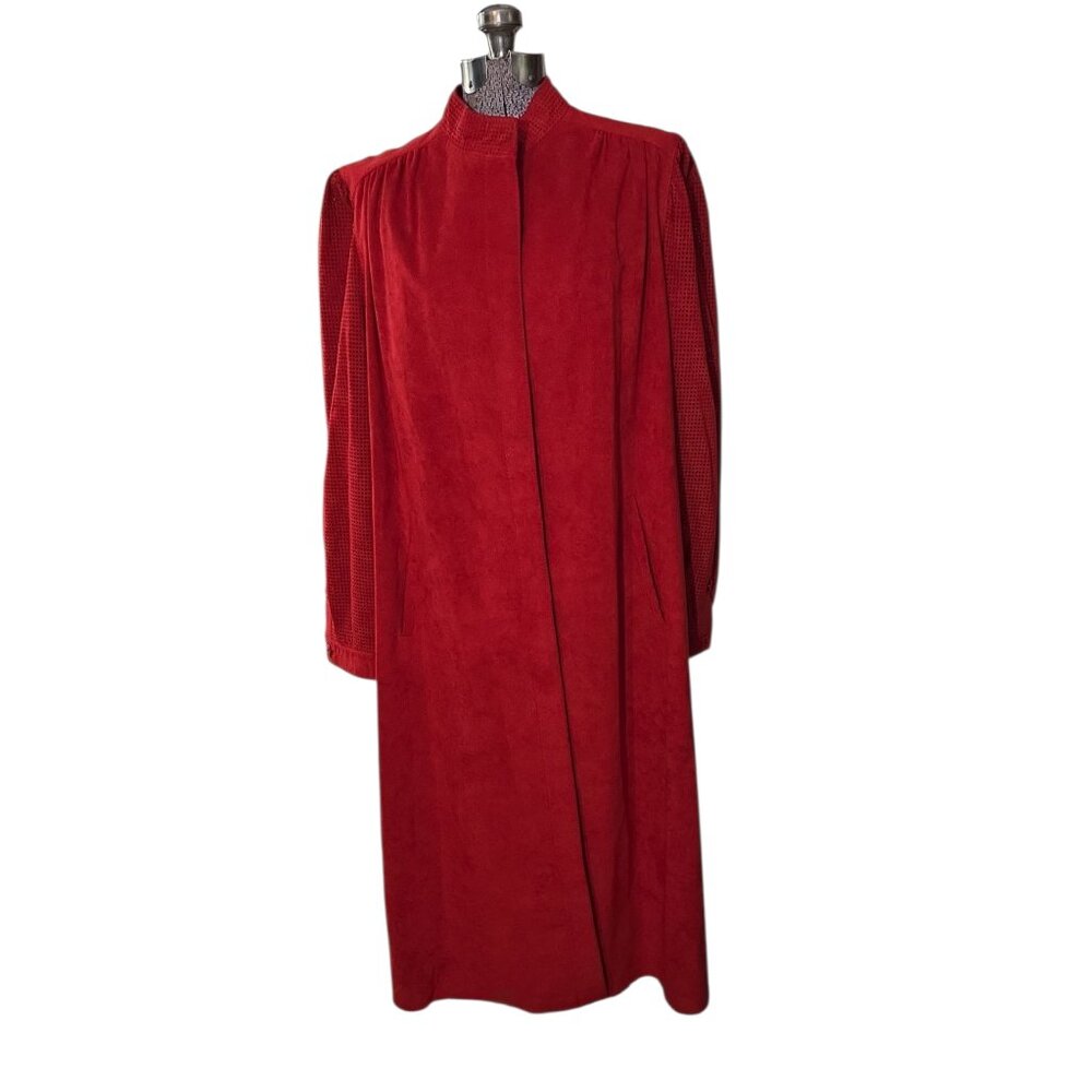 Vtg 70's-80's Plus Size Peter Ackermann Red Ultrasuede Coat Alcantara Italy Luxe